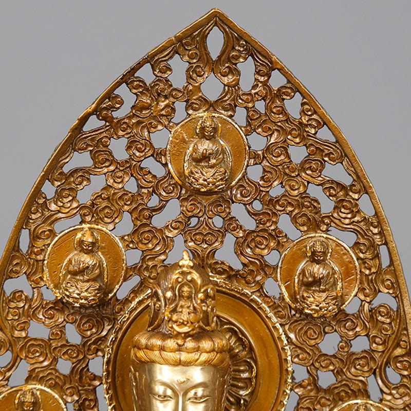 Buddha Stones Kwan Yin Avalokitesvara Aura Harmony Brass Copper Statue Home Desk Decoration - image 7