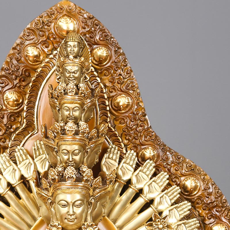 Buddha Stones Handmade Thousand-armed Avalokitesvara Kwan Yin Wealth Brass Copper Statue Decoration - image 6