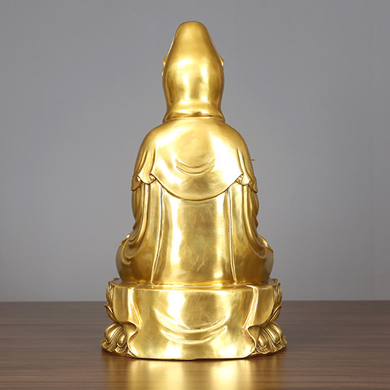 Buddha Stones Kwan Yin Avalokitesvara Holding A Willow Bottle Harmony Brass Copper Statue Home Decoration - image 12