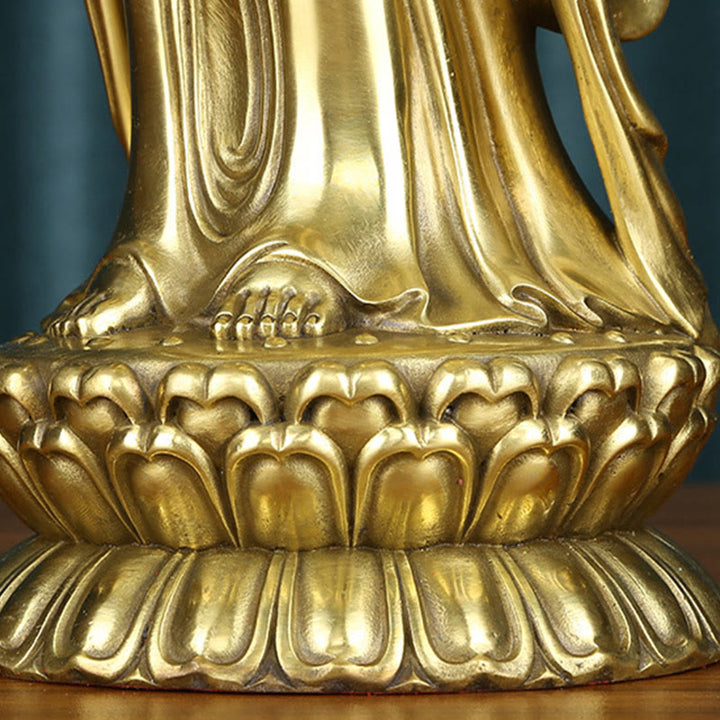 Buddha Stones Kwan Yin Avalokitesvara Holding The Dharma Wheel Wealth Brass Copper Statue Decoration - image 15