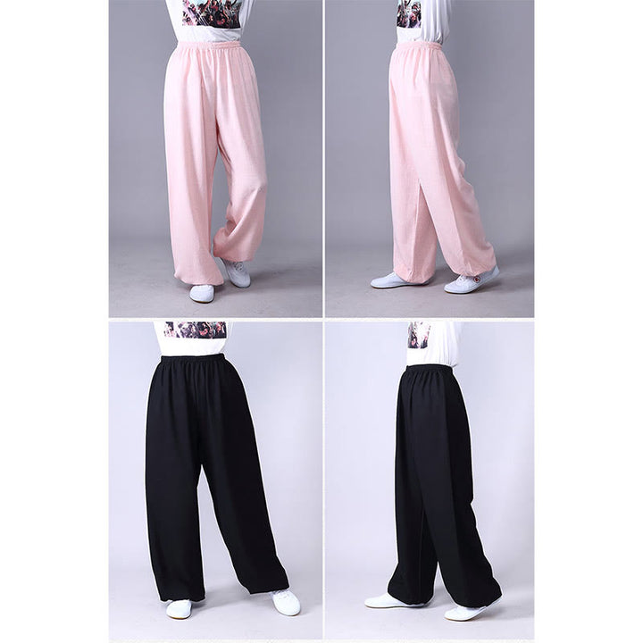 Buddha Stones Summer Elastic Waist Tai Chi Qigong Practice Cotton Linen Unisex Pants - image 18