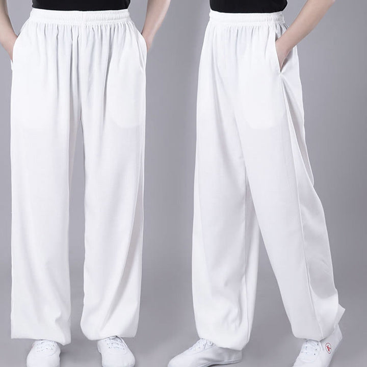 Buddha Stones Summer Unisex Elastic Waist Tai Chi Qigong Practice Breathable  Pants With Pockets - image 2