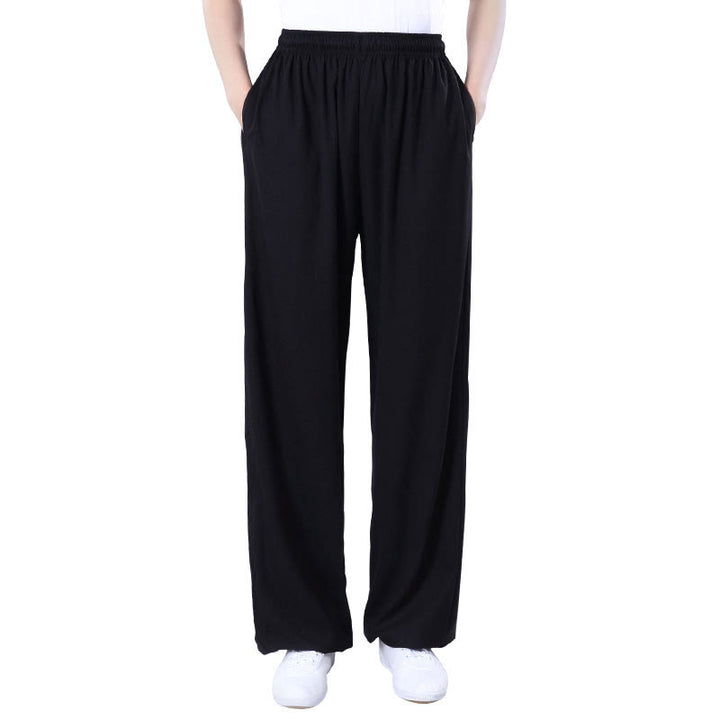Buddha Stones Summer Unisex Elastic Waist Tai Chi Qigong Practice Breathable  Pants With Pockets - image 10
