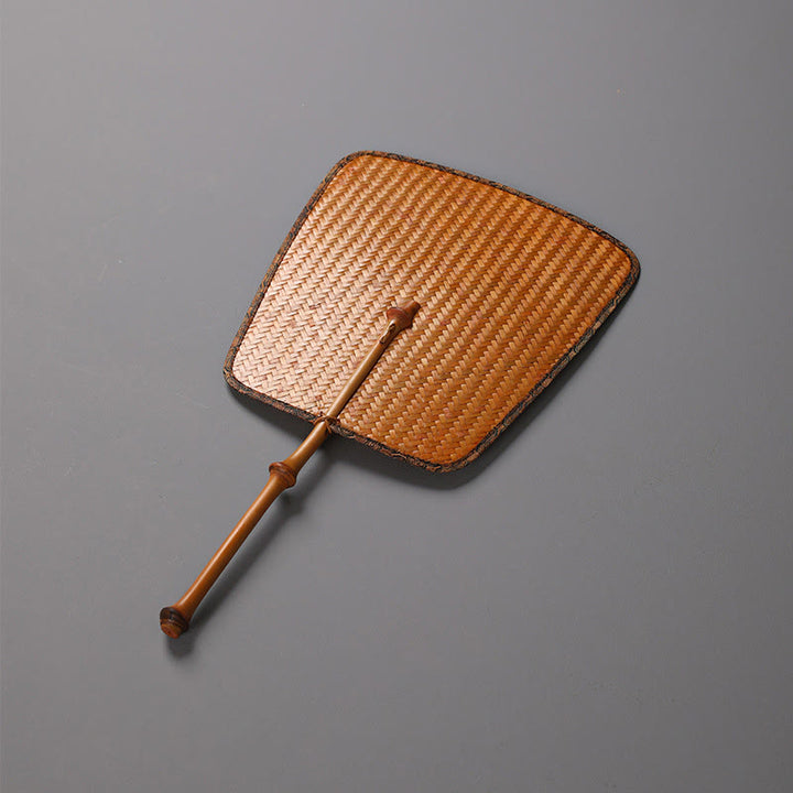 Buddha Stones Chinese Style Handmade Bamboo Long Handle Fan - Trapezoidal 26*23.5*43cm - image 3