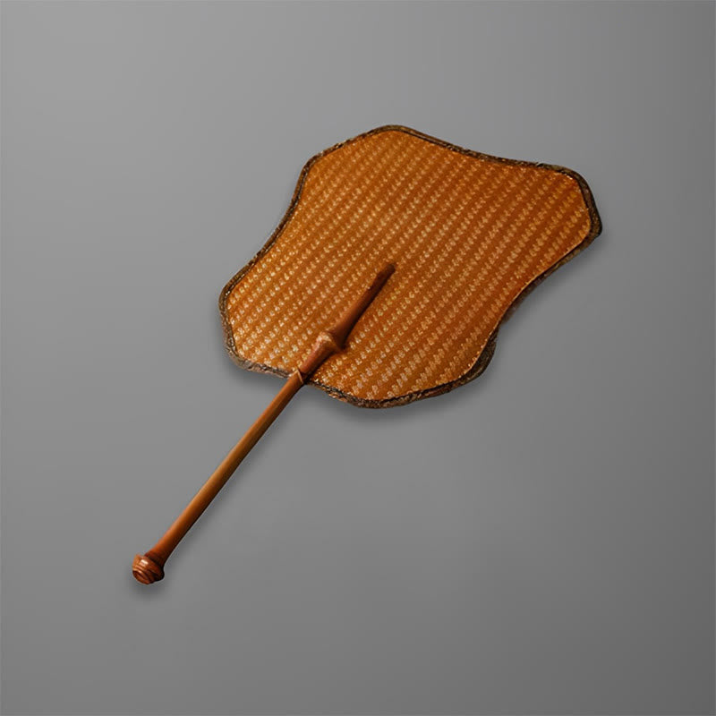 Buddha Stones Chinese Style Handmade Bamboo Long Handle Fan - Concave 20*25*42cm - image 11