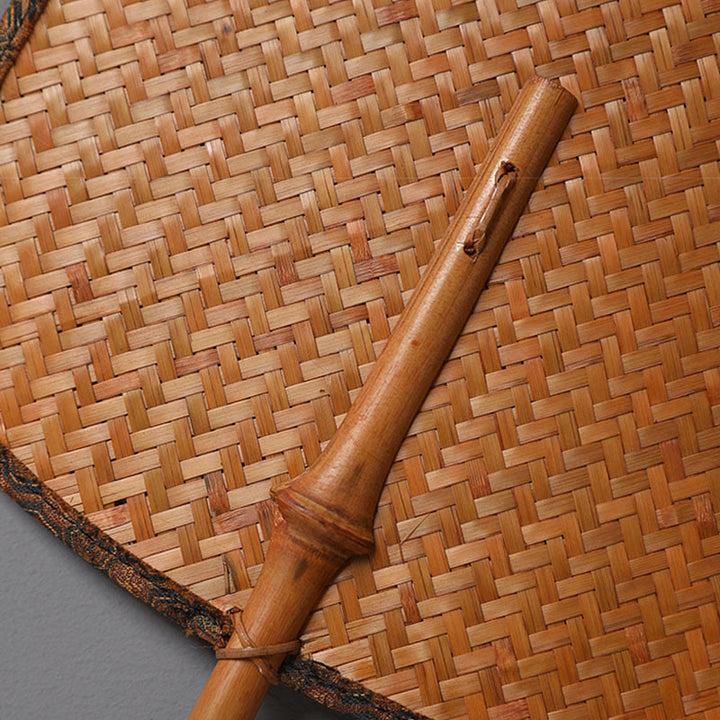 Buddha Stones Chinese Style Handmade Bamboo Long Handle Fan - image 5