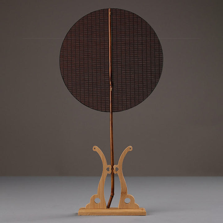 Buddha Stones Chinese Style Handmade Round Shaped Bamboo Long Handle Fan - image 4