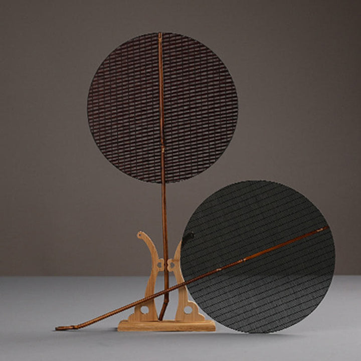 Buddha Stones Chinese Style Handmade Round Shaped Bamboo Long Handle Fan - image 8