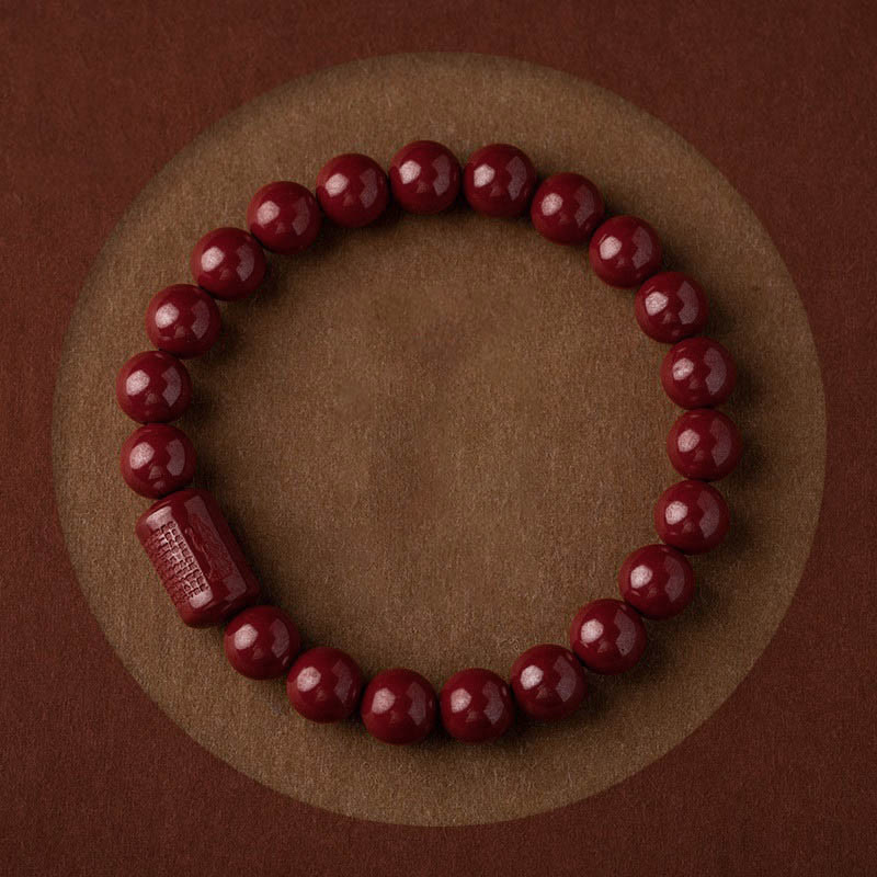 Buddha Stones Natural Cinnabar Heart Sutra Blessing Bracelet - image 3