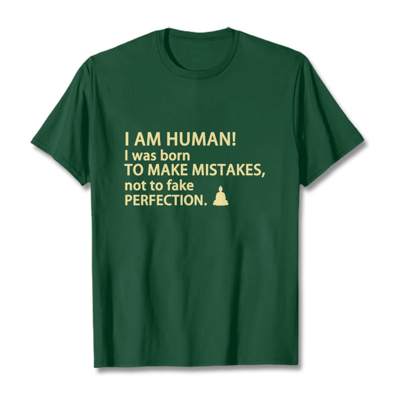 Buddha Stones I Am Human Tee T-shirt - Forest Green - 2XL - image 4