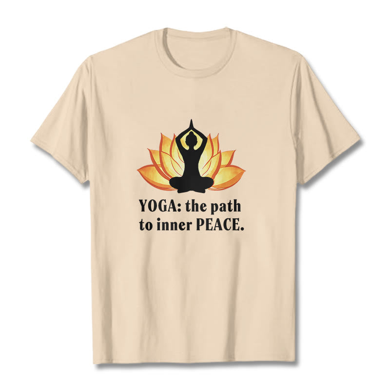 Buddha Stones Yoga The Path To Inner Peace Lotus Tee T-shirt - Bisque - 2XL - image 16