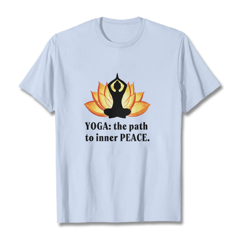 Buddha Stones Yoga The Path To Inner Peace Lotus Tee T-shirt - Light Cyan - 2XL - image 9