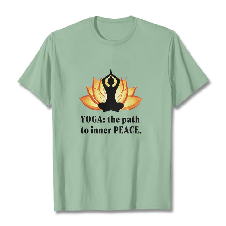 Buddha Stones Yoga The Path To Inner Peace Lotus Tee T-shirt - Pale Green - 2XL - image 12