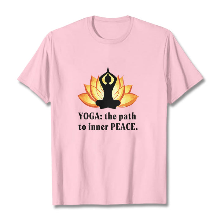 Buddha Stones Yoga The Path To Inner Peace Lotus Tee T-shirt - Light Pink - 2XL - image 10