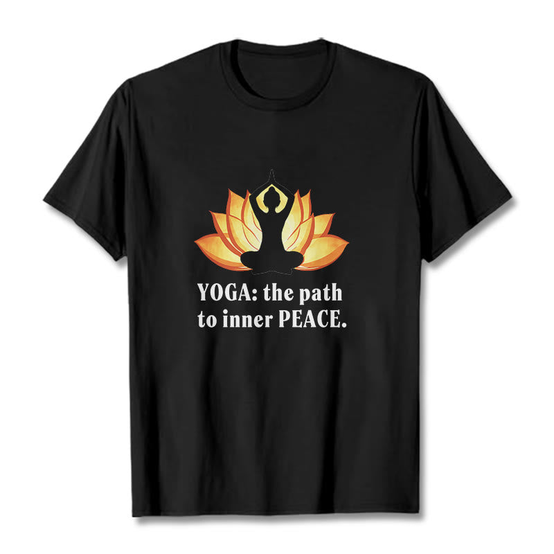 Buddha Stones Yoga The Path To Inner Peace Lotus Tee T-shirt - Black - 2XL - image 5