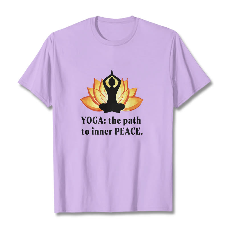 Buddha Stones Yoga The Path To Inner Peace Lotus Tee T-shirt - Plum - 2XL - image 14