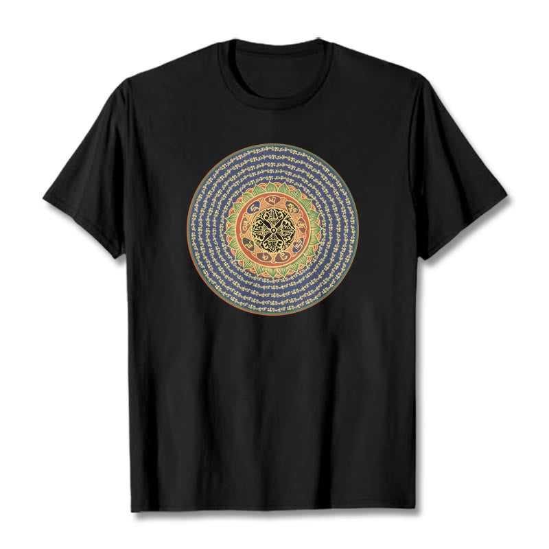 Buddha Stones 108 Om Mani Padme Hum Mantra Sanskrit Tee T-shirt - Black - 2XL - image 5