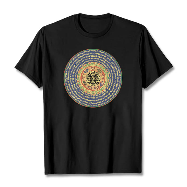 Buddha Stones 108 Om Mani Padme Hum Mantra Sanskrit Tee T-shirt - Black - 2XL - image 5