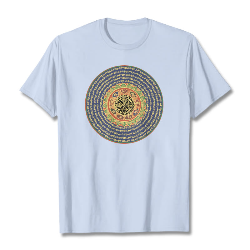 Buddha Stones 108 Om Mani Padme Hum Mantra Sanskrit Tee T-shirt - Light Cyan - 2XL - image 11