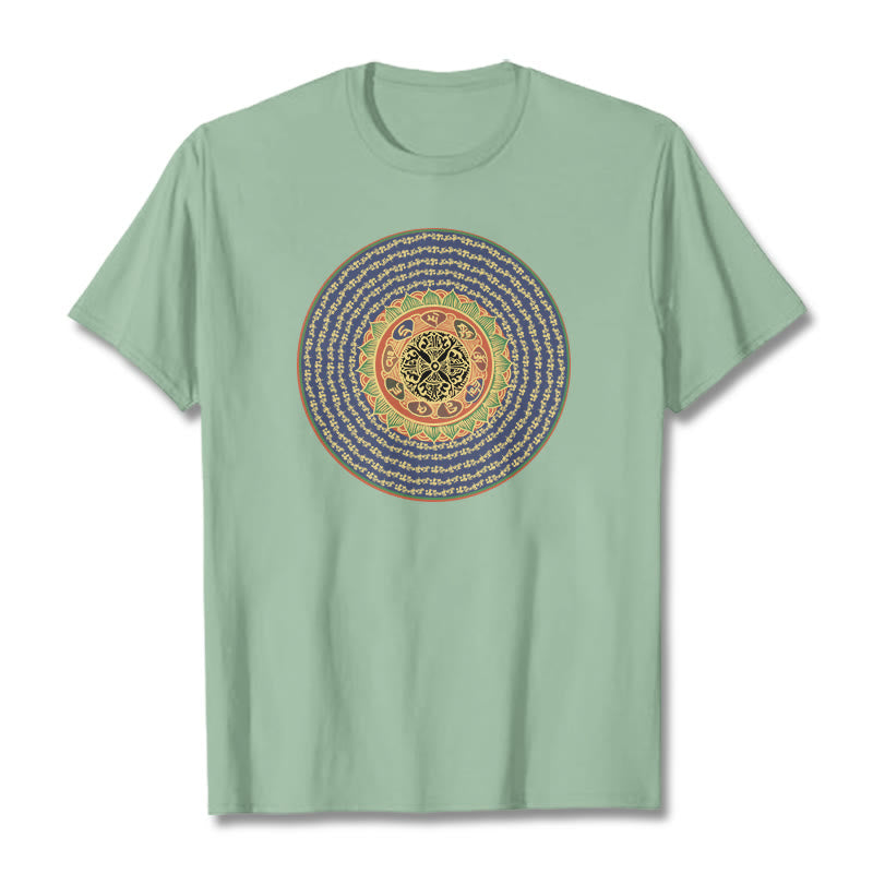 Buddha Stones 108 Om Mani Padme Hum Mantra Sanskrit Tee T-shirt - Pale Green - 2XL - image 16