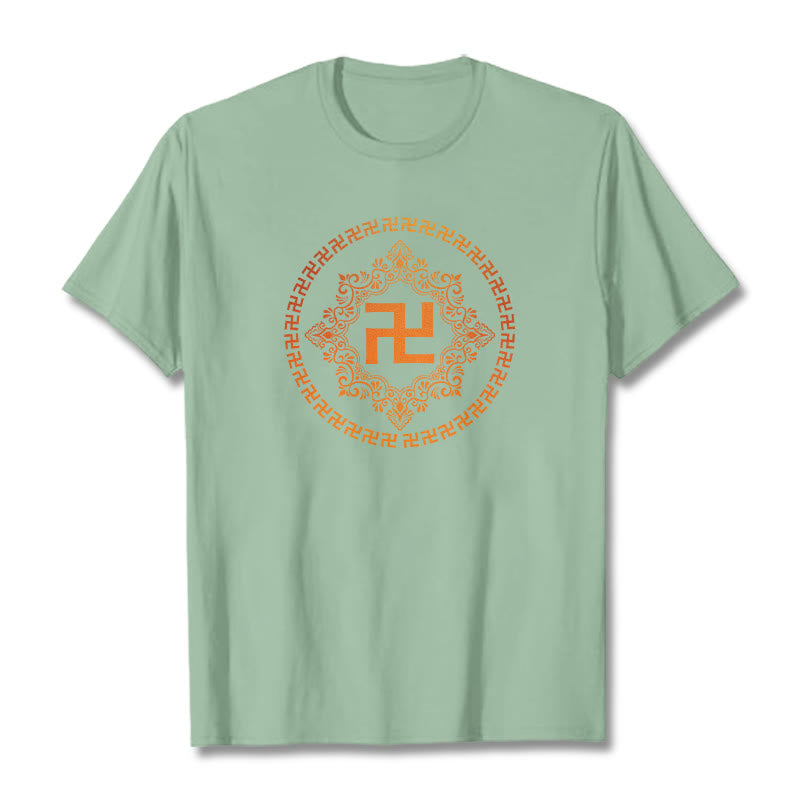 Buddha Stones Swastika Tee T-shirt - Pale Green - 2XL - image 13