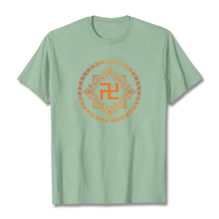 Buddha Stones Swastika Tee T-shirt - Pale Green - 2XL - image 13
