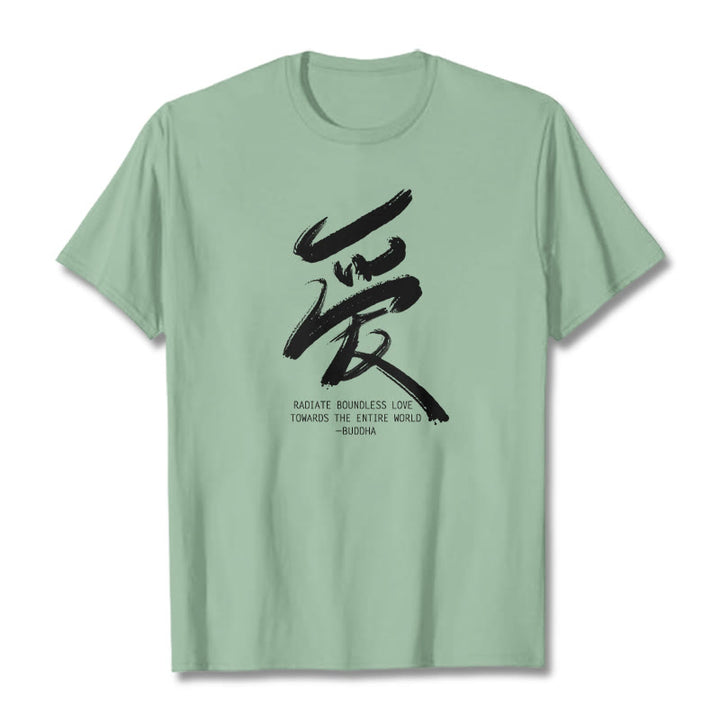 Buddha Stones Ai Radiate Boundless Love Towards The Entire World Tee T-shirt - Pale Green - 2XL - image 12