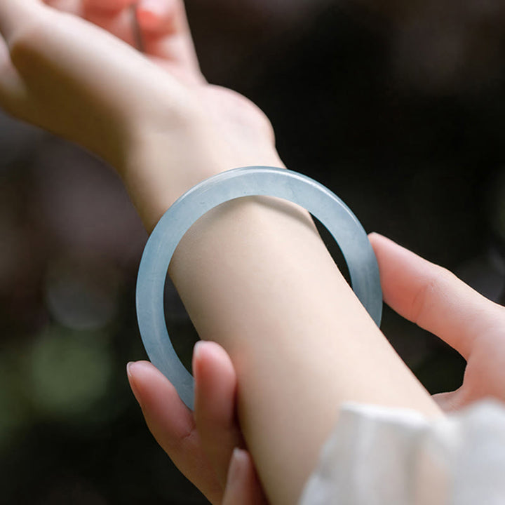 Buddha Stones Natural Aquamarine Serenity Bangle Bracelet - image 11