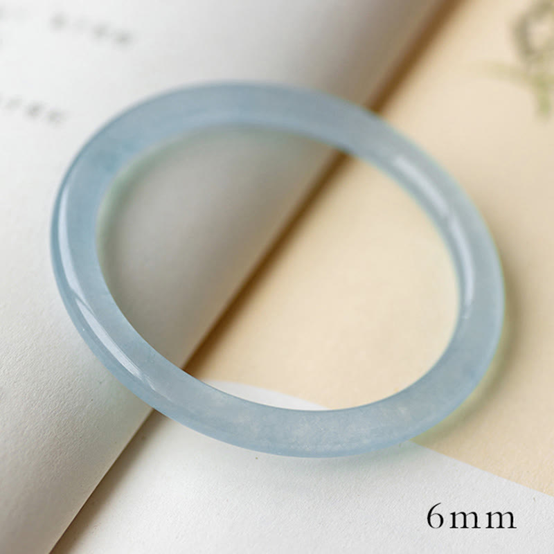 Buddha Stones Natural Aquamarine Serenity Bangle Bracelet - 6mm - 64-65mm - image 2