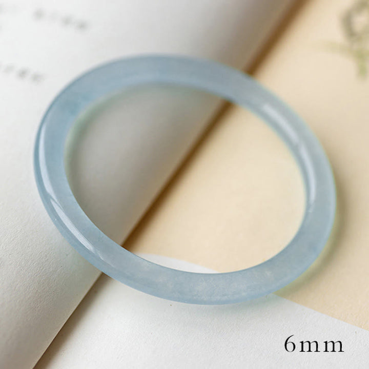 Buddha Stones Natural Aquamarine Serenity Bangle Bracelet - 6mm - 64-65mm - image 2