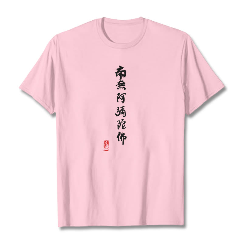 Buddha Stones Nan Wu E Mi Tuo Fo Tee T-shirt - Light Pink - 2XL - image 11