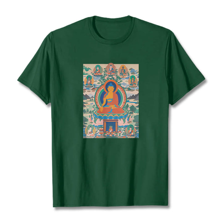Buddha Stones The Medicine Buddha Sutra Transformed Into Art Tee T-shirt - Forest Green - 2XL - image 3