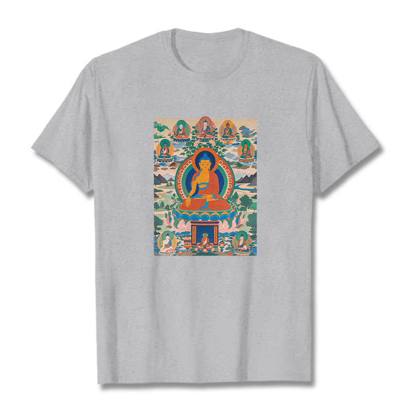 Buddha Stones The Medicine Buddha Sutra Transformed Into Art Tee T-shirt - Light Grey - 2XL - image 18