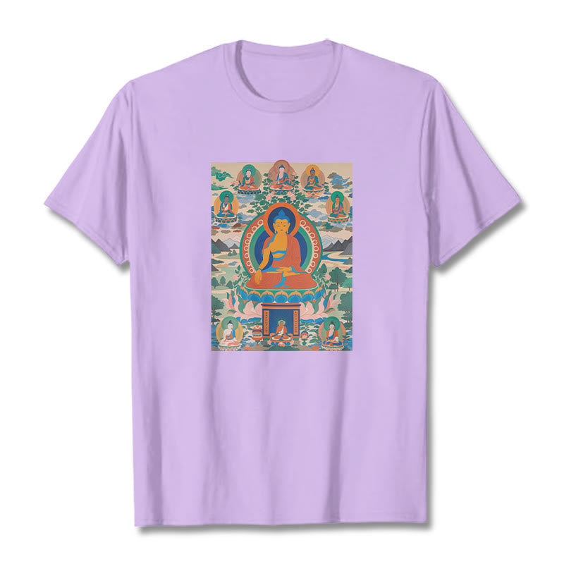 Buddha Stones The Medicine Buddha Sutra Transformed Into Art Tee T-shirt - Plum - 2XL - image 16
