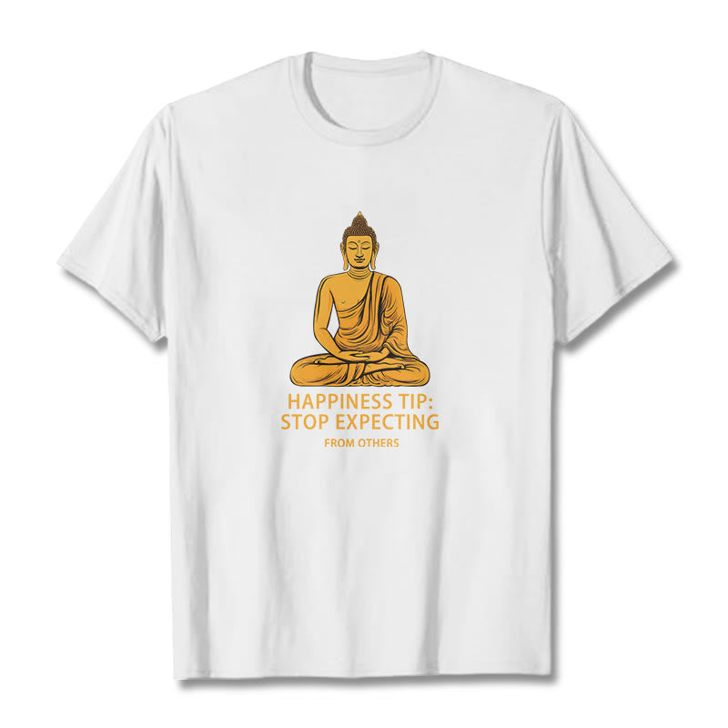 Buddha Stones Stop Expecting From others Buddha Tee T-shirt - White - 2XL - image 6