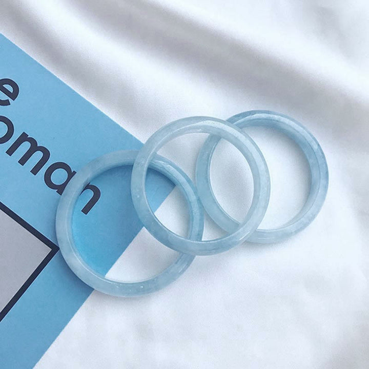 Buddha Stones Natural Aquamarine Blessing Bangle Bracelet - image 3