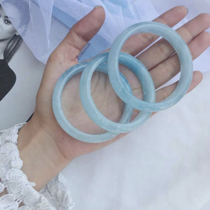 Buddha Stones Natural Aquamarine Blessing Bangle Bracelet - image 9
