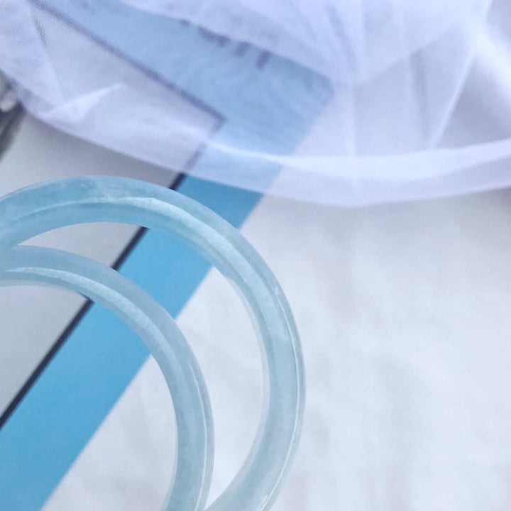 Buddha Stones Natural Aquamarine Blessing Bangle Bracelet - image 7