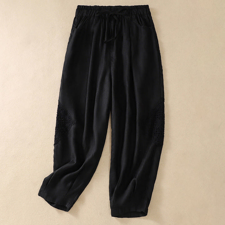 Buddha Stones Summer Women's Cotton Drawstring Harem Pants With Pockets - Black - US8-10，UK/AU12-14，EU40-42 (2XL) - image 7