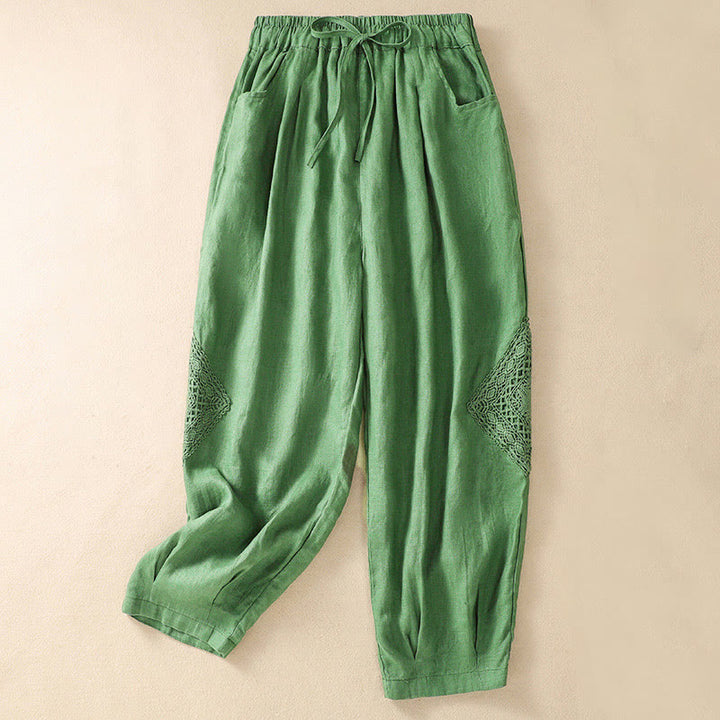 Buddha Stones Summer Women's Drawstring Harem Pants With Pockets - PaleGreen - US8-10，UK/AU12-14，EU40-42 (2XL) - image 8