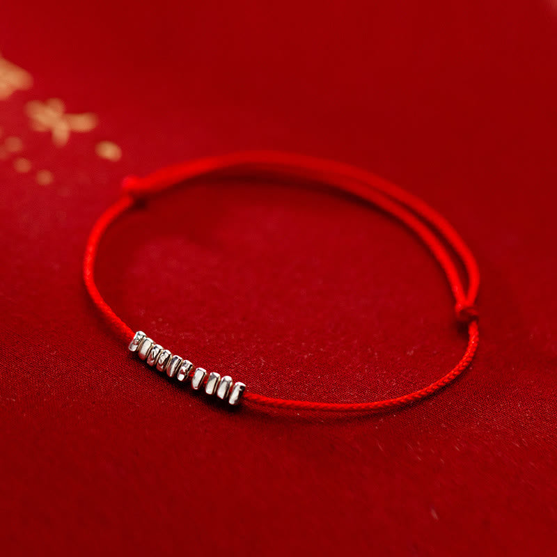 Buddha Stones Handmade 925 Sterling Silver Small Pieces Protection Braided Ultra-Thin Rope Bracelet - Silver-Red Rope(Wrist Circumference 14-20cm) - image 11