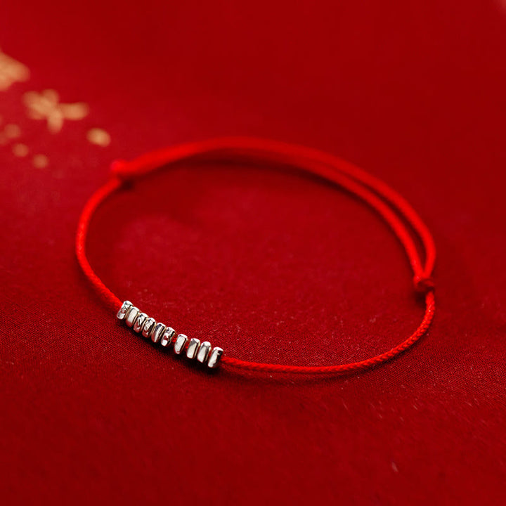 Buddha Stones Handmade 925 Sterling Silver Small Pieces Protection Braided Ultra-Thin Rope Bracelet - Silver-Red Rope(Wrist Circumference 14-20cm) - image 11