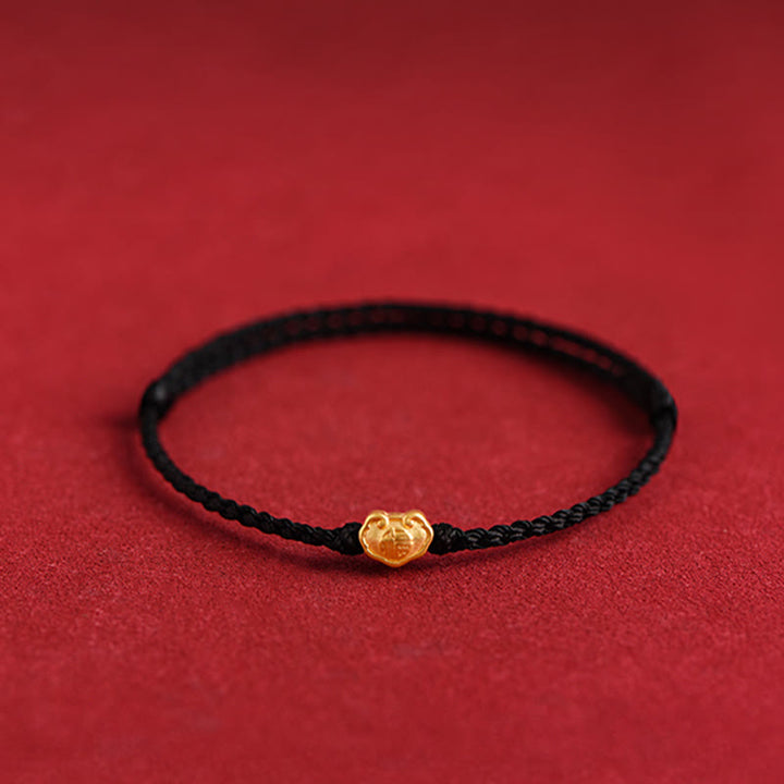 Buddha Stones 999 Gold Chinese Lock Charm Fu Character Protection Handmade Rope Bracelet - image 18