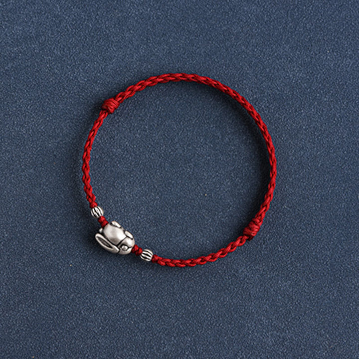 Buddha Stones Handmade 999 Sterling Silver Rabbit Luck Rope Bracelet Anklet - image 17