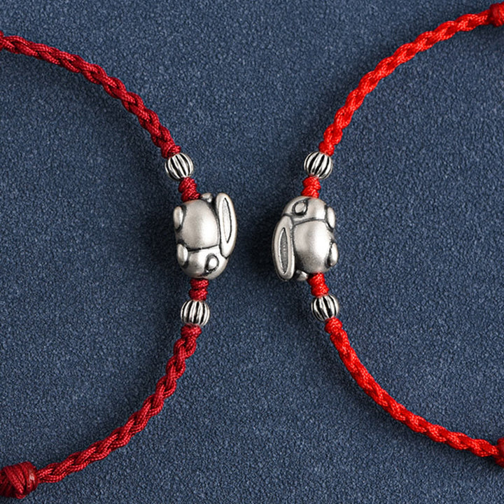 Buddha Stones Handmade 999 Sterling Silver Rabbit Luck Rope Bracelet Anklet - image 21