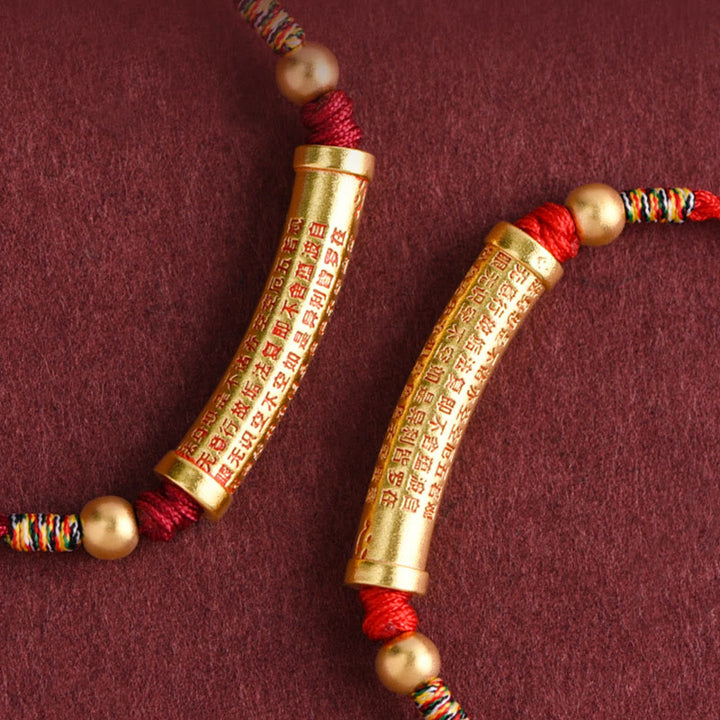 Buddha Stones Handmade Alloy Heart Sutra Protection Strength Rope Bracelet Anklet - image 10