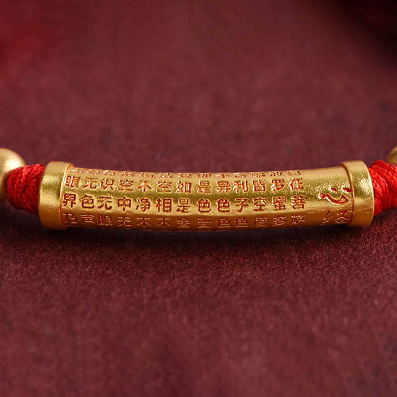 Buddha Stones Handmade Alloy Heart Sutra Protection Strength Rope Bracelet Anklet - image 9