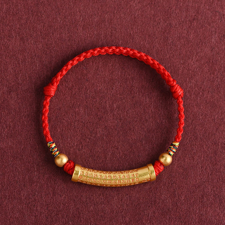 Buddha Stones Handmade Alloy Heart Sutra Protection Strength Rope Bracelet Anklet - image 7