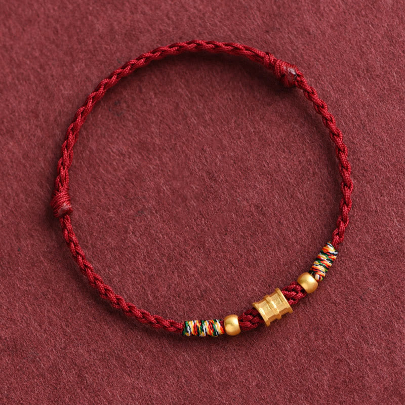 Buddha Stones 999 Gold Small Bucket Shape Design Handmade Luck Braided Rope Bracelet Anklet - image 3
