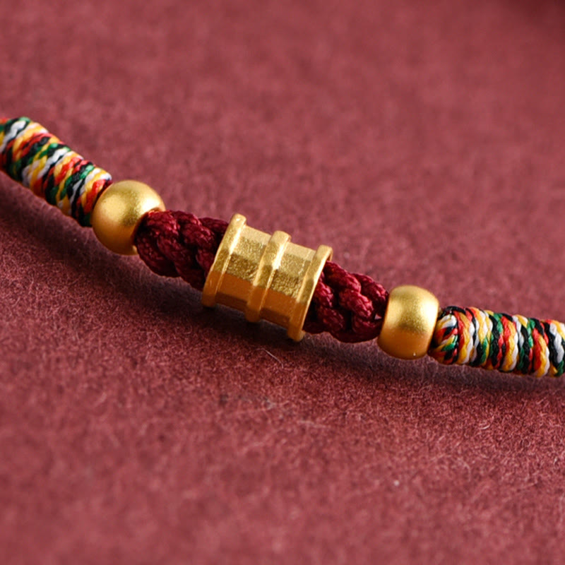Buddha Stones 999 Gold Small Bucket Shape Design Handmade Luck Braided Rope Bracelet Anklet - image 8